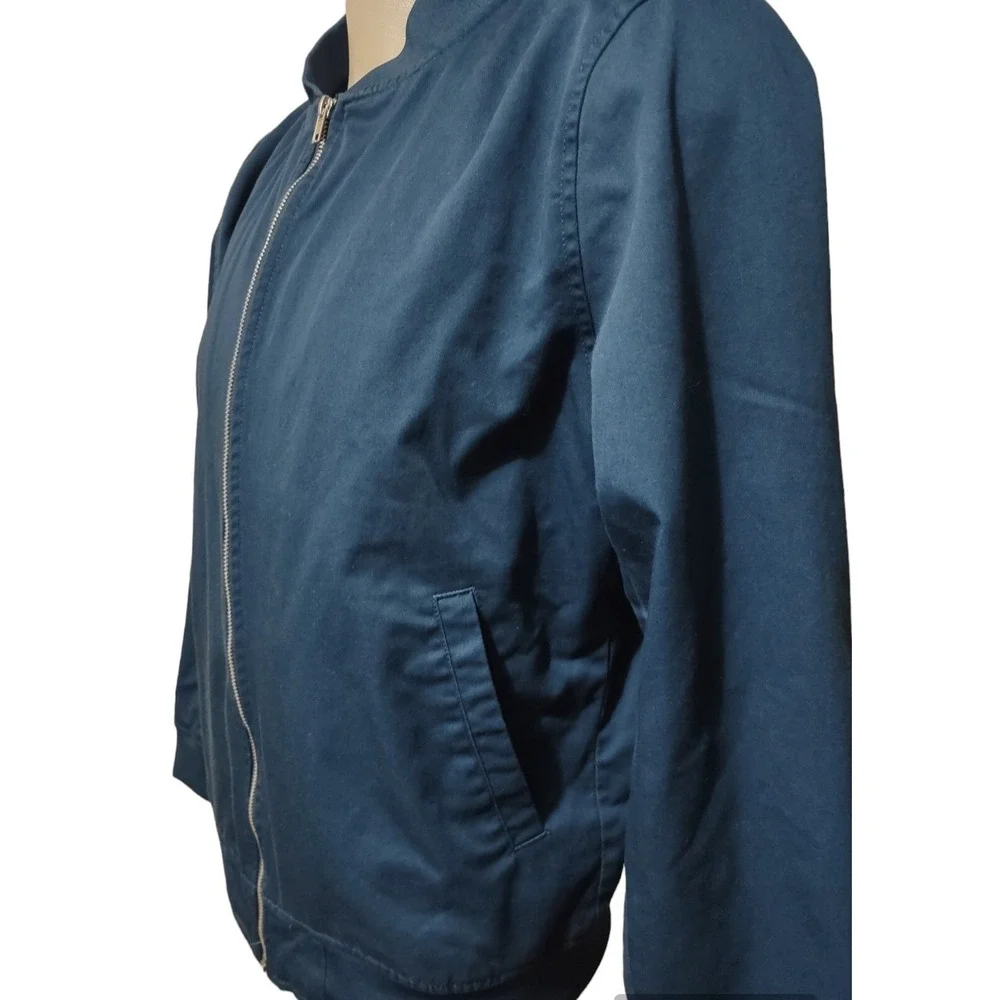 Line Of Trade Bomber Jacket Medium  Men's Lightweight Pockets Blue Full Zip Coat